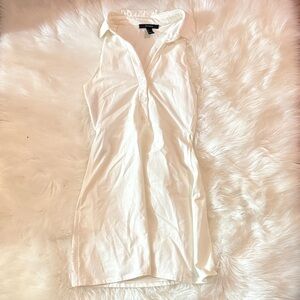 White Sleeveless Button-Down Dress